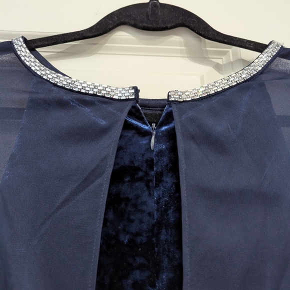 Velvety Blue Formal Winter Dress - Picture 7 of 12